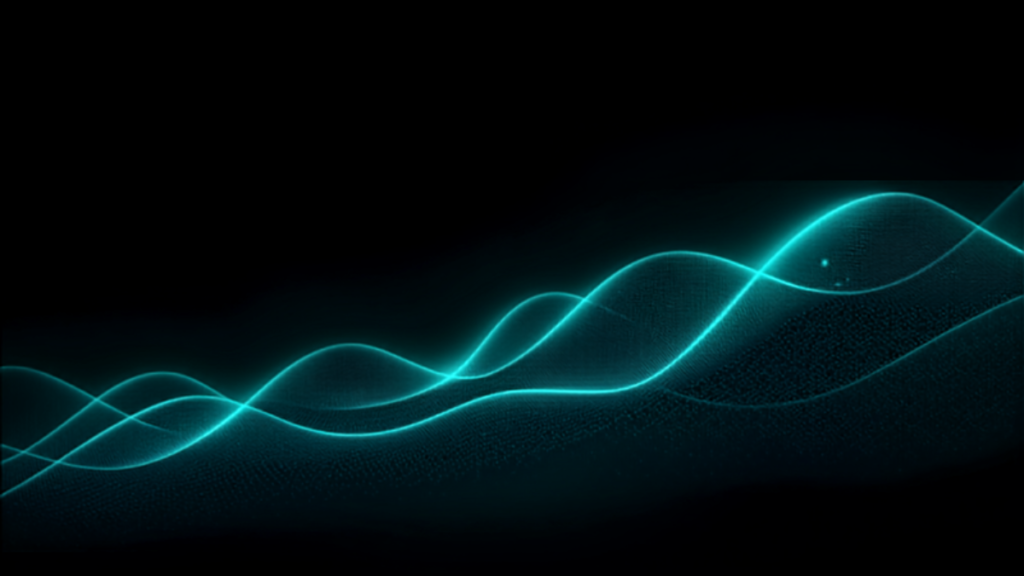 Illustrazione astratta scura teal, curve di crescita e dati di mercato — e-commerce Italia 2024